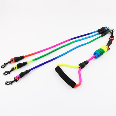 Dogs Leash Handle Dog-Traction-Rope Pet-Lead-Foam Rainbow Nylon Round Two for 2-Or-3