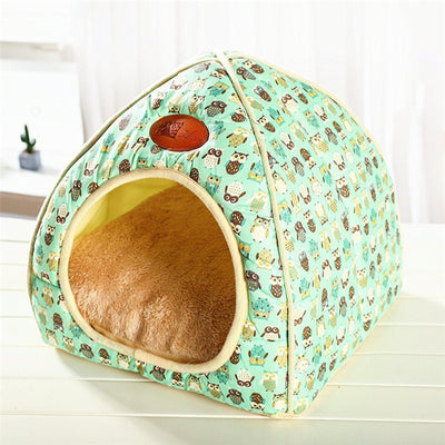 GOEMIMI Cat Warm Cave Lovely Bow Design Puppy Winter Bed Kennel