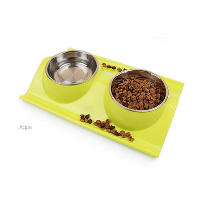 Food-Bowl Water-Food-Storage-Feeder Puppy Stainless-Steel 3-Colors Combo Rice-Basin Pet-Dog