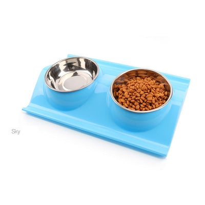 Food-Bowl Water-Food-Storage-Feeder Puppy Stainless-Steel 3-Colors Combo Rice-Basin Pet-Dog