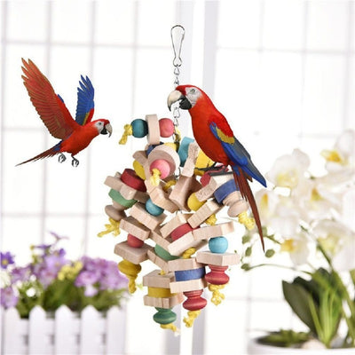 Arrival Wood Colorful Parrot Toys Chew Toy Pet Bird Toys Hanging Swing Cage Toys