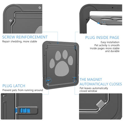 Pet-Screen Safe Door Doggie-Flap Dog-Footprint-Pattern New