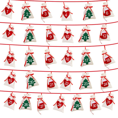 OurWarm Christmas Advent Calendar 11x16cm Gift Bag DIY Felt Countdown Calendar Garland Date