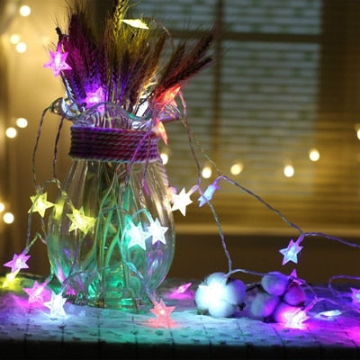 Ornaments Stars-Lights Xmas-Tree-Garland Natal-Decoration Christmas DIY 6m Battery-Powered