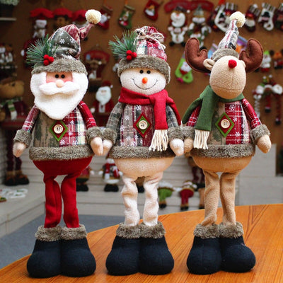Standing-Doll Ornament Christmas-Tree-Decor Reindeer Santa-Claus New-Year Snowman