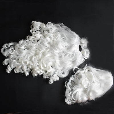 Wig Hairpiece-Accessories Beard Synthetic-Hair Christmas-Gift Cosplay Santa-Claus White