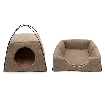 HILOU PET House Leaves Pattern Creative Dual-use Cat Bed Machine