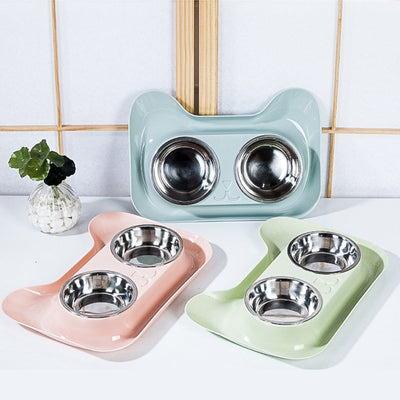 1Pc Durable Double Stainless Steel Dog Cat Bowls