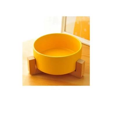 Pet-Supplies Bowl Dog Ceramic Easy-To-Clean Three-Color Small Dog-Rice Cutlery Wood-Frame