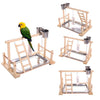 Toys Ladder Playpen Gym-Stand Parrots Lovebirds Perch Wood Conure Exercise