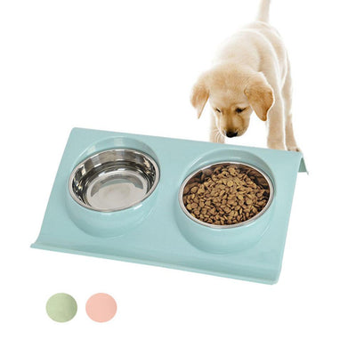 Stainless Steel Double Pet Bowls Food Water Feeder for Dog Puppy Cats Pets Supplies Feeding