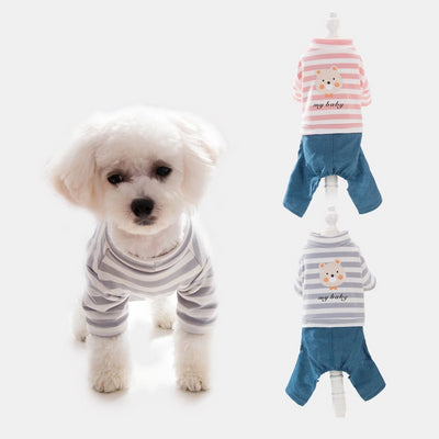 Hipidog Coat Jumpsuits Romper Pet Autumn Chihuahua Doggy Small Striped Spring Soft York