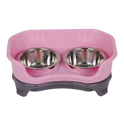 Dog-Dishes Double-Bowl Pet Anti-Drop Puppy-Feed Splash-Proof Stainless-Steel Higher