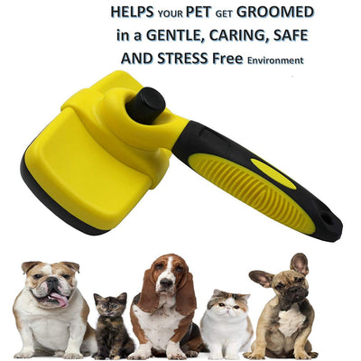 Slicker-Brushes Pet-Grooming-Brush Shedding-Tools Thick-Hair Dogs Self-Cleaning