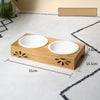 Dog-Bowl Bamboo-Holder Ceramic Detachable Puppy-Feeder Stainless-Steel