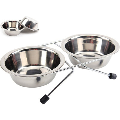 Pet-Supplies Iron-Stand Dog-Bowl Water-Dishes-Feeder Food Stainless-Steel Comida Pet-Dog
