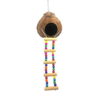 Nest Cage-Feeder House Hanging-Lanyard Pet-Parrot Coconut-Shell-Bird Natural Hut