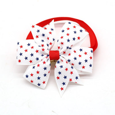 Bow-Tie Collar Ribbon Grooming-Products Pet-Dog Blue Red White for 4th July Neckties
