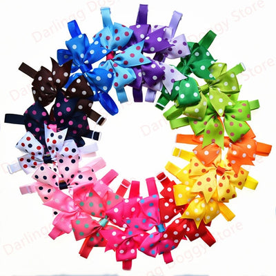 Ties Ribbon-Bow Bowtie Pet-Supplies Dog-Accessories Bowknot Adjustable 60pcs Cat Polka-Dots