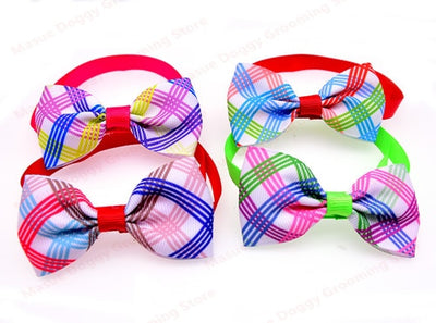 Pet-Supplies Dog-Accessories Puppy-Bowtie Collar Pet-Dog-Cat Chihuahua 100pcs Plaid Grid