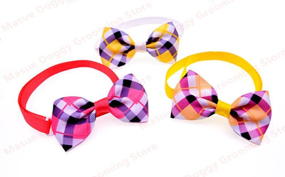 Pet-Supplies Dog-Accessories Puppy-Bowtie Collar Pet-Dog-Cat Chihuahua 100pcs Plaid Grid