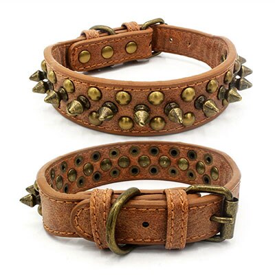 Dog-Collar Studded Spiked Small Heavy Pets Dogs Large Medium Fit And Duty Gray Gray