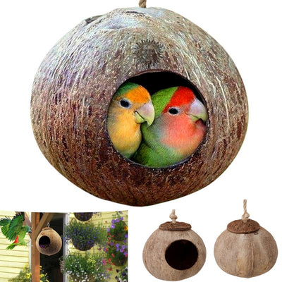 Bird-Cages Nesting Parrot House Finches Pet-Parakeets Small Coconut-Shell Natural