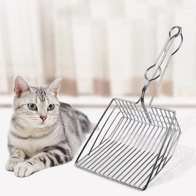 Metal Cat Litter Hollow Toilet Scooper with Long Handle Cleaning Tools